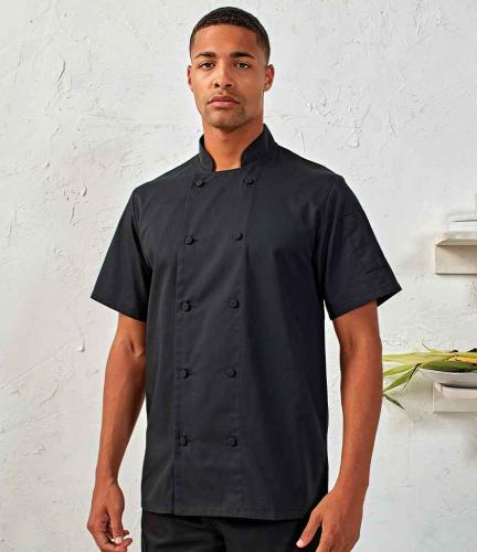 Premier Coolchecker� Short Sleeve Chef's Jacket - BLK - XXL